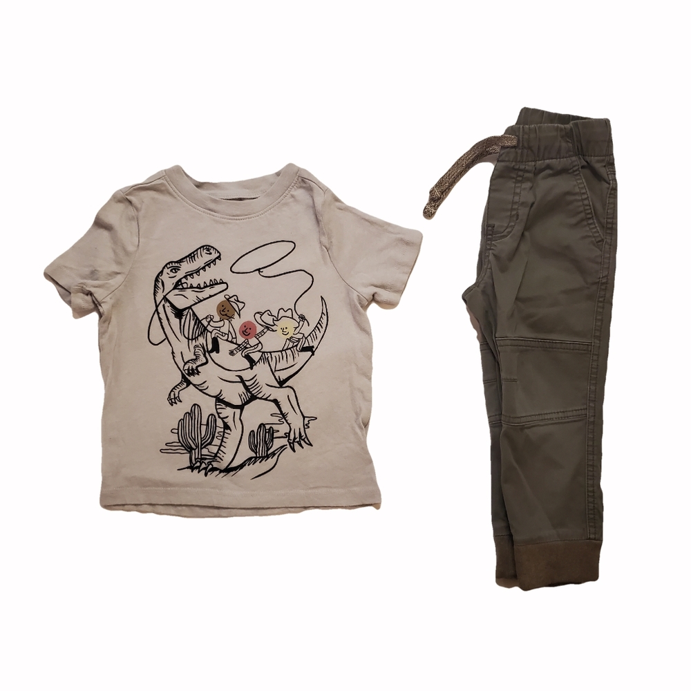 Old Navy X Cat & Jack Outfit - 2T Grey & Olive Green